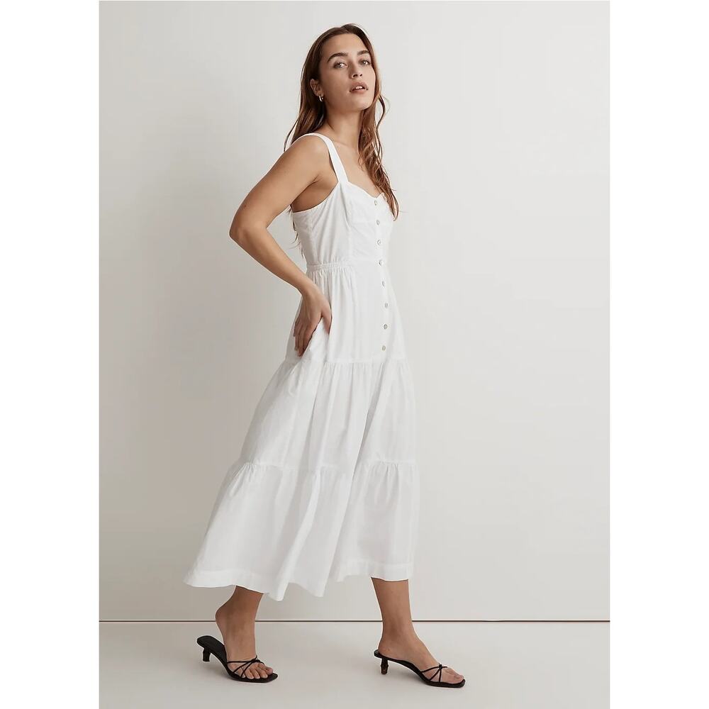Madewell Button-Front Tiered Midi Dress Size 6 NWT